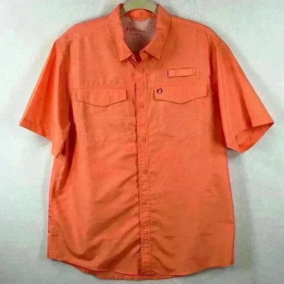 American Outdoorsman Men’s Shirt Large Orange Short Sleeve Hike Hunt Camp Fish - Picture 1 of 8